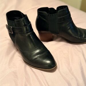 Franco Sarto Black Ankle Boots with Buckle